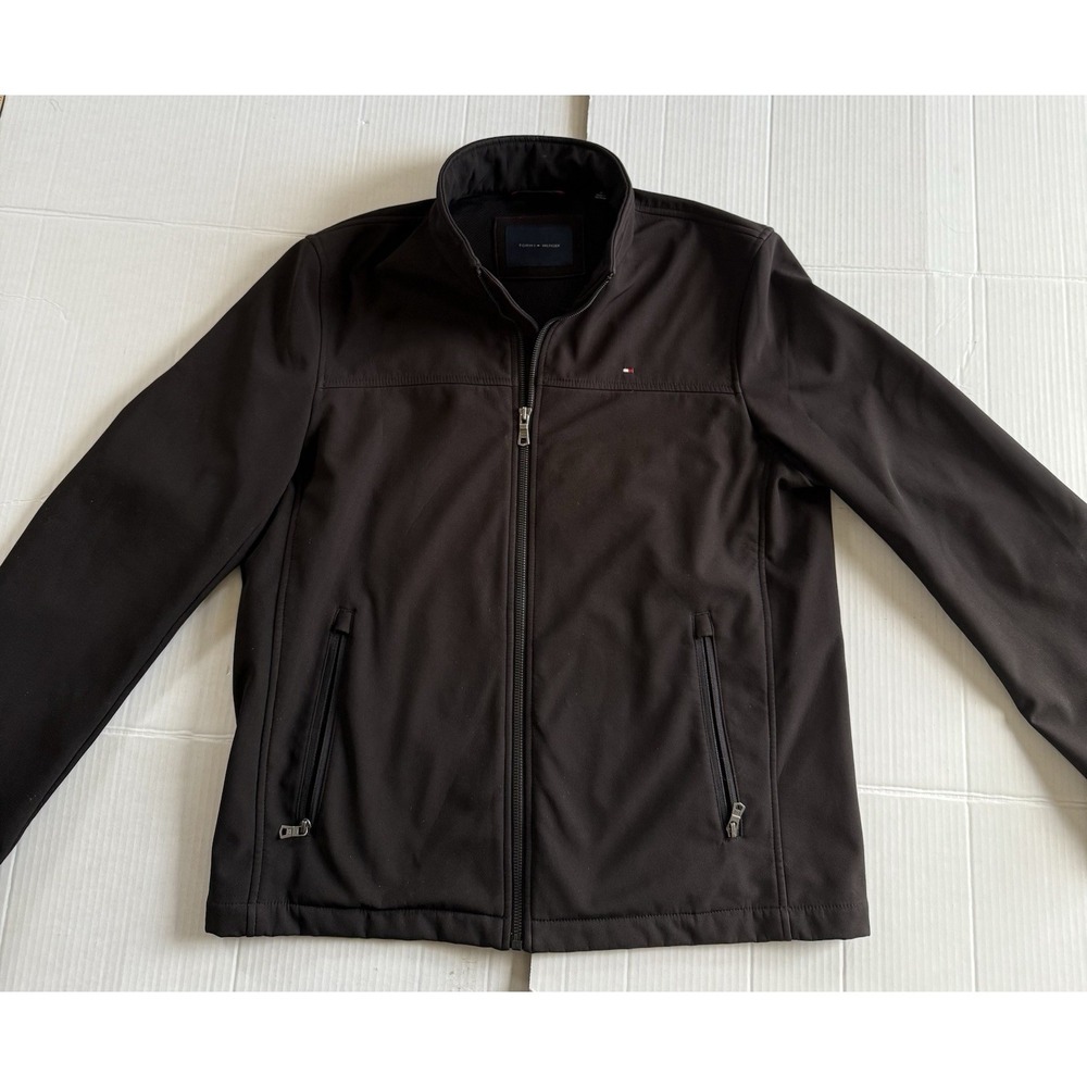 Tommy Hilfiger men's black medium full zip jacket polyester/spandex